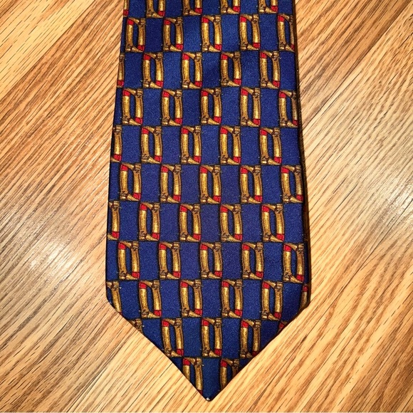 Burberry Other - Burberrys 100% silk navy blue Necktie with Equestrian Riding Boots